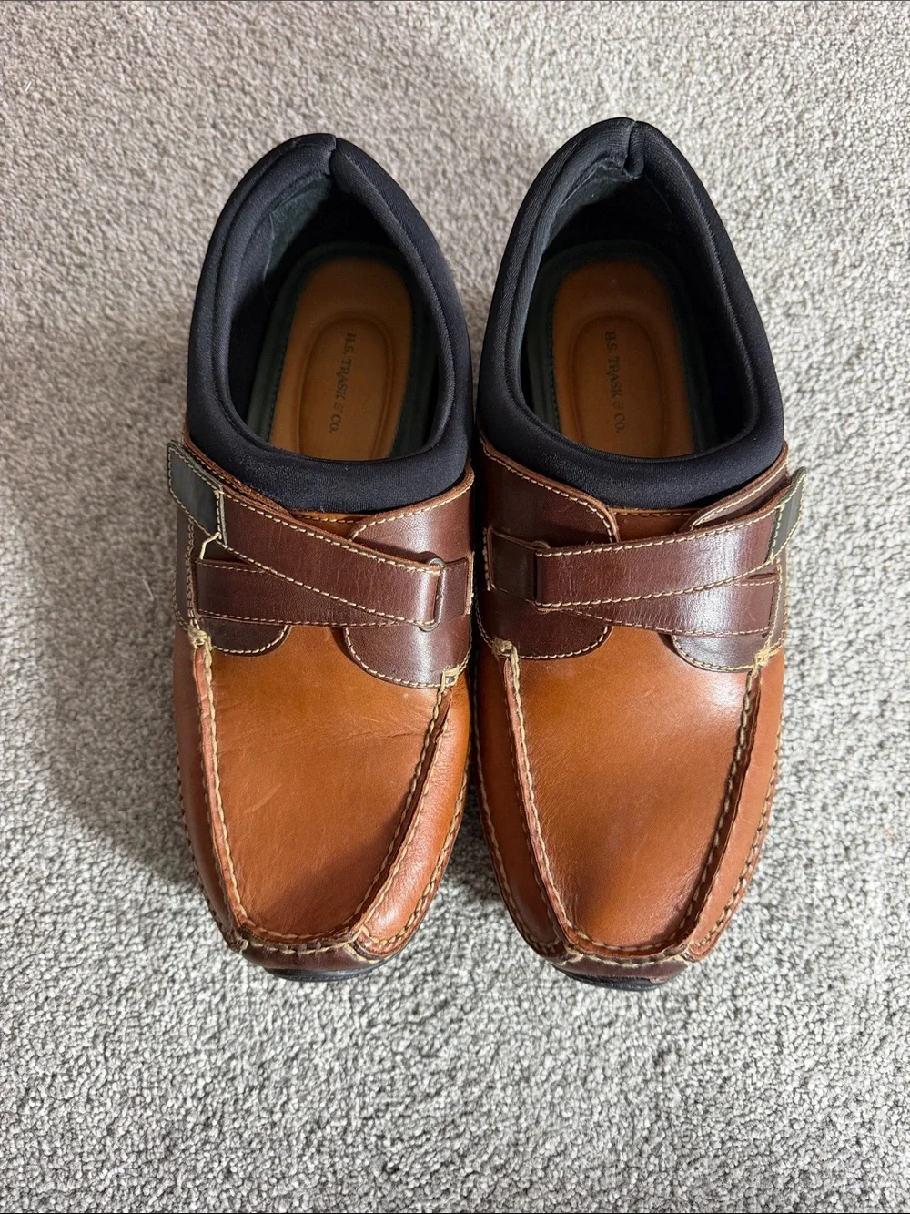 H.s. Trash & Co. Men's Brown Leather Slip-On Casual Loafers 12W
